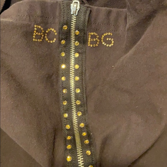 BCBG Brown Hoodie with Gold Rhinestones - Picture 5 of 6